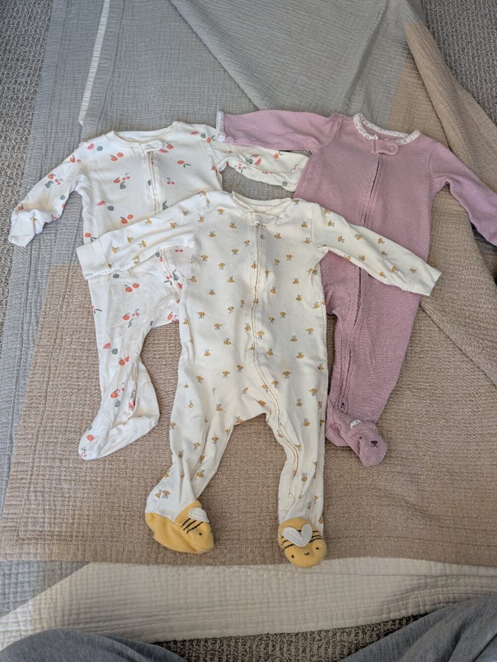 Bundle of 3 Carter's 9 month footed zipper sleepers